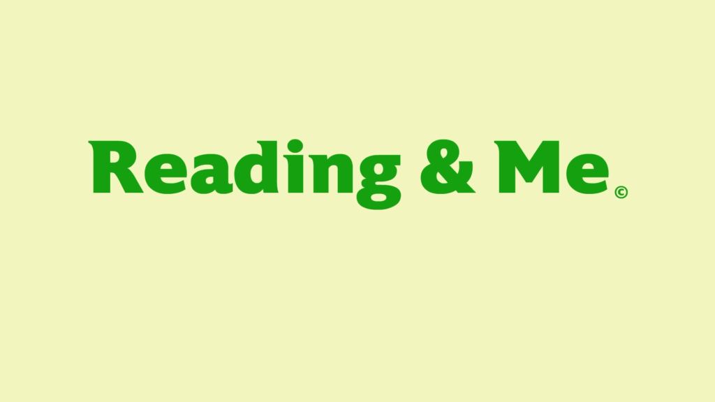 A green banner with the words reading and m