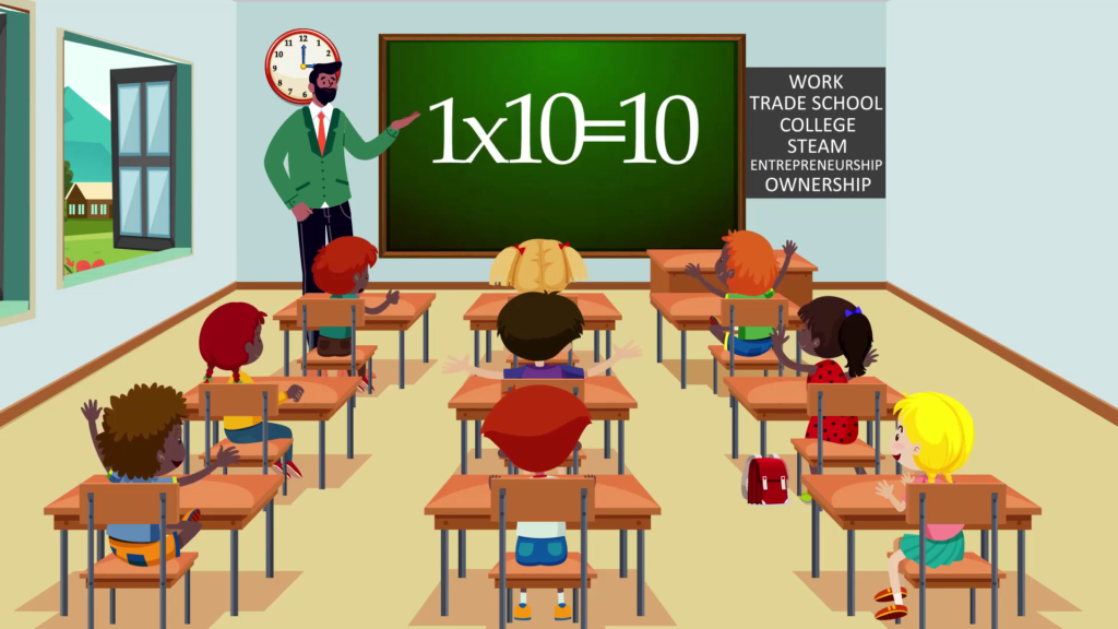 A classroom with students in it and an instructor.